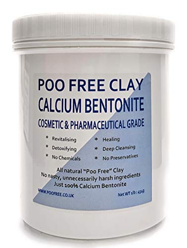 ARCILLA DE CALCIO BENTONITA - 454g - de POO FREE - GRADO COSMÉTICO - Combate el acné, los puntos negros | Reduce granos, imperfecciones y poros | Superfino <100 micrón, alta pureza, PH6