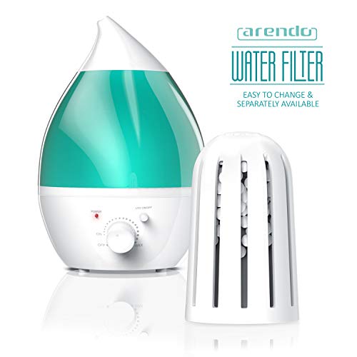 arendo - Pulgadas Breeze Humidificador ultrasónico LED 2,8 l con Filtro de Agua - Humidificador difusor humidificador de Locales - 7 Veces el Cambio de Color de los LED - para una Mejor Salud