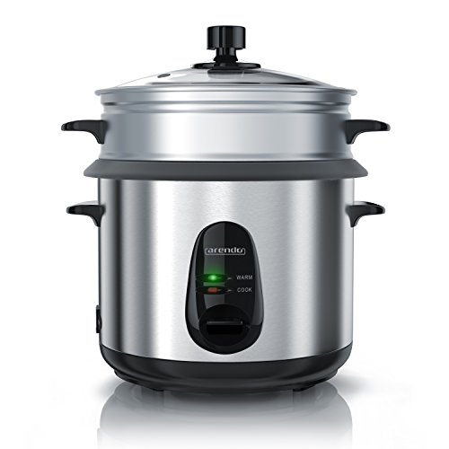 arendo - Vaporera arrocera de Acero Inoxidable - Incl. función de cocción al Vapor - 1 L de Capacidad - Función de Mantenimiento del Calor