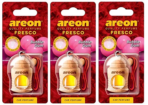 AREON Fresco Ambientador Coche Bubble Gum Chicle Olor Colgante Rojo (Pack de 3)