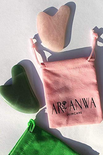 ARI ANWA Skincare ® Premium Gua Sha Rose Quartz | 100% Cuarzo Rosa Real | Bolsa de terciopelo GRATIS | Efectivo y de alta calidad - Gua Sha Cuarzo Rosa