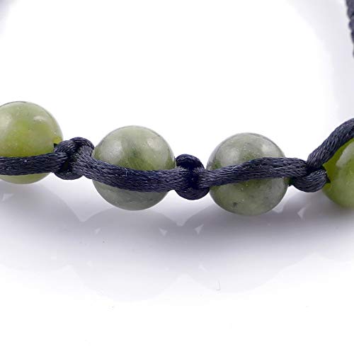 ARITZI – Pulsera con Nudo corredizo con Bolas de Piedra Natural de 8 mm – Piedras de Jade Vietnamita