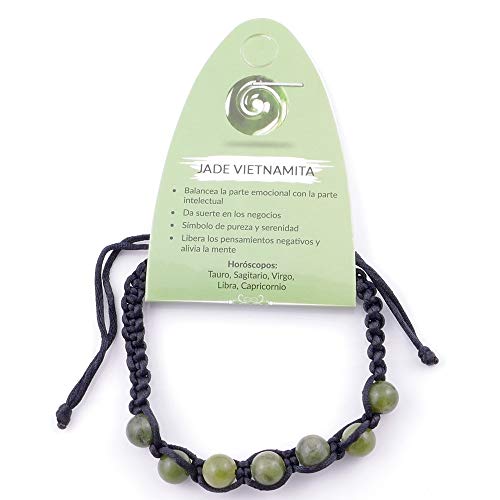 ARITZI – Pulsera con Nudo corredizo con Bolas de Piedra Natural de 8 mm – Piedras de Jade Vietnamita