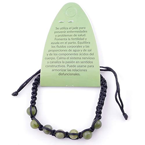 ARITZI – Pulsera con Nudo corredizo con Bolas de Piedra Natural de 8 mm – Piedras de Jade Vietnamita