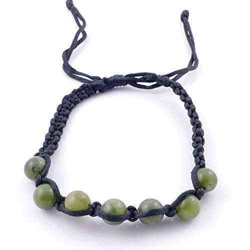 ARITZI – Pulsera con Nudo corredizo con Bolas de Piedra Natural de 8 mm – Piedras de Jade Vietnamita