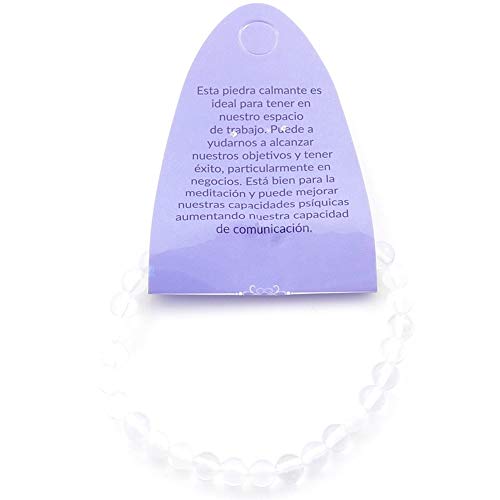 ARITZI – Pulsera elástica con Bolitas de Piedras sintéticas con un diámetro de 6 mm - Opalina