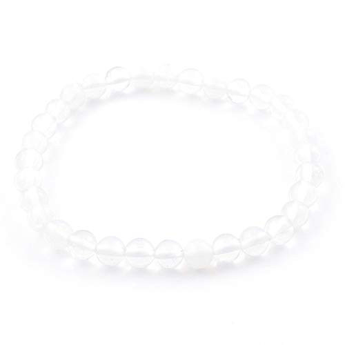 ARITZI – Pulsera elástica con Bolitas de Piedras sintéticas con un diámetro de 6 mm - Opalina