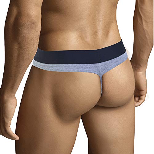 ARIUS Pack 2 Tangas Hombre Sexy (1 Negro y 1 Gris) - Tanga Caballero - Tanga Masculino - Tanga Hilo Hombres Sensual - String Hombre - g-String Caballero - Tanga Algodon Hombre (M)