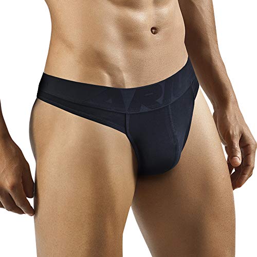 ARIUS Tanga Hombre Sexy Negro - Tanga Caballero - Tanga Masculino - Tanga Hilo Hombres Sensual - String Hombre - g-String Caballero - Tanga Algodon Hombre (S)