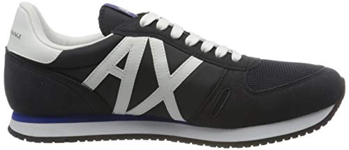 Armani Exchange Micro Suede Multicolor Sneakers, Zapatillas para Hombre, Navy Optic White, 45 EU