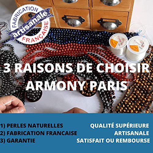 ARMONY PARIS Pulsera de protección, marca francesa, pulsera de piedra natural, litoterapia, lapislázuli, pulsera para hombre, joyería para mujer