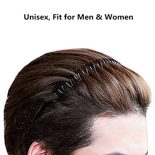 Aro de pelo negro onda primavera banda de pelo multiestilo unisex flexible diadema accesorios para mujeres hombres (paquete de 2)