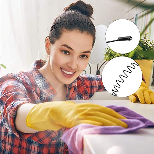 Aro de pelo negro onda primavera banda de pelo multiestilo unisex flexible diadema accesorios para mujeres hombres (paquete de 2)