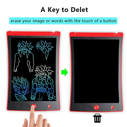 Arolun Tableta de Escritura LCD 8.5 Inch Colorida, LCD Tablero de Dibujo Gráfica Pizarra Magica de Mensaje Memo Pad Electrónico con Lápiz Regalos para Niños,Clase,Oficina,Casa,Cocina (Rojo)