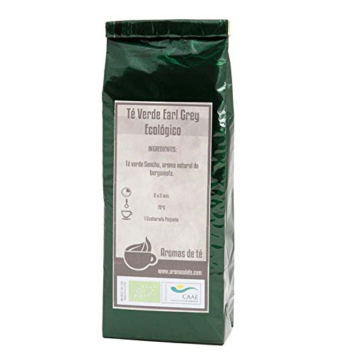 Aromas de Té - Té Verde Sencha Earl Grey - Green Tea Sencha - Con Aroma Natural de Bergamota - Estimulante - Antioxidante - Sin Gluten - 50 gr.