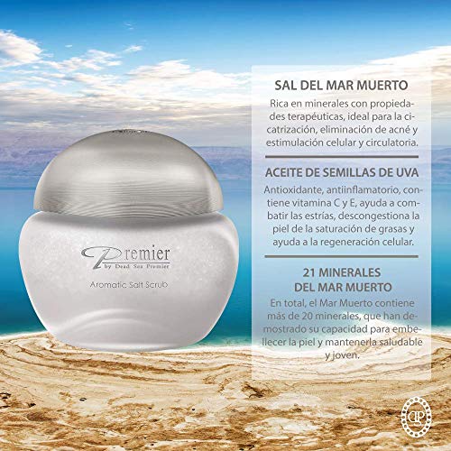 Aromatic Salt Scrub - Silver | Exfoliante corporal con sal del mar muerto | Alivia Psoriasis | Alivia Eczema | Recomendado por dermatólogos | Premier by Dead Sea Premier