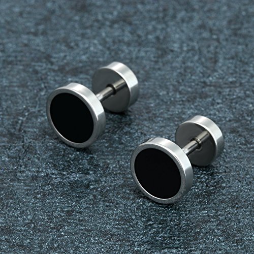 Aroncent Pendientes de Acero Inoxidable Quirúrgico para Oído Dumbbells Aretes de Perno Forma de Pesas para Hombre Mujer Unisex de Multicolor 8mm 10PCS