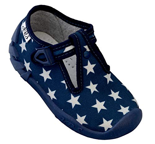 ARS Calzado para ninos pre-Escolar Deportes Plantilla de Cuero Zapatos Zapatillas de Estar por casa 20 21 22 23 24 25 26 (Azul Marino Estrellas, Numeric_26)