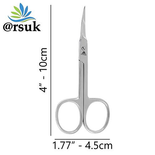 ARSUK Tijeras para cutículas y uñas 9.0cm, manicura Pedicura Utensilios y accesorios, Acero Inoxidable (Tijeras de cutícula)