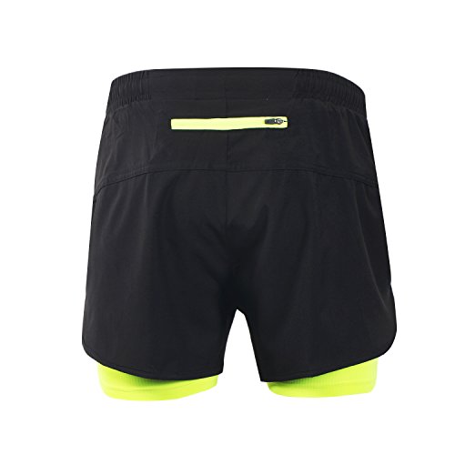 ARSUXEO Pantalones Cortos para Correr Entrenamiento Activo 2 en 1 Tamaño para los Hombres Large Verde