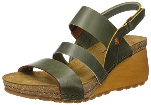Art Borne, Sandalias con Punta Abierta para Mujer, Verde (Kaki), 39 EU