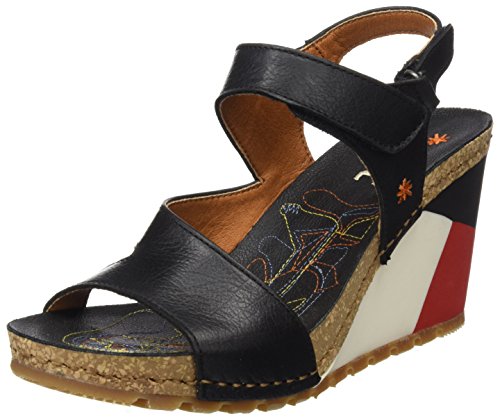 Art Güell, Sandalias con punta abierta para Mujer, Negro (Black Black), 39 EU