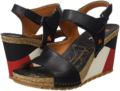 Art Güell, Sandalias con punta abierta para Mujer, Negro (Black Black), 39 EU