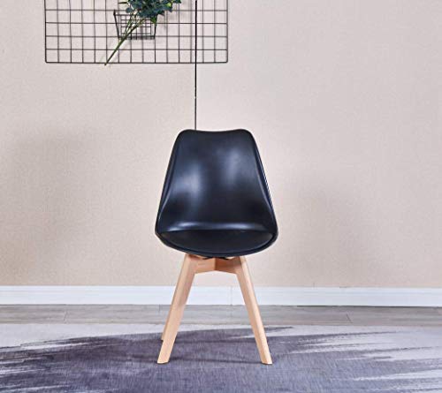 ArtDesign FR Tulip sillas de Comedor Moderno, Juego de 4, Asiento Acolchado Suave, Patas de Madera Maciza de Haya Natural, Respaldo de Forma ergonómica (Tulipán-Blanco)