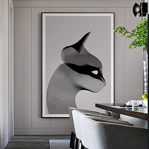 Arte en blanco y negro gato lienzo pintura para sala de estar minimalismo moderno imprime animales cuadros decorativos