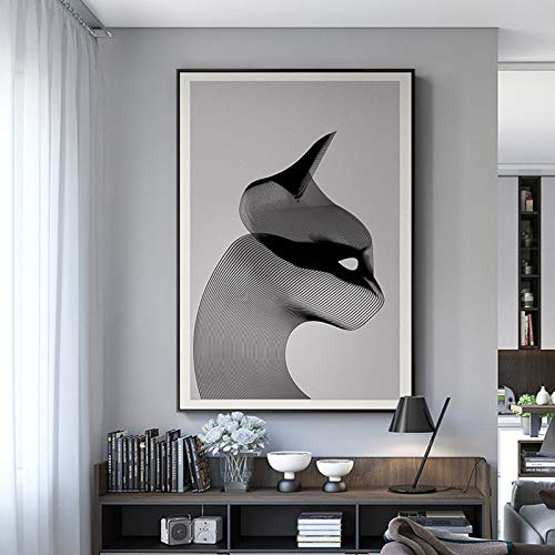 Arte en blanco y negro gato lienzo pintura para sala de estar minimalismo moderno imprime animales cuadros decorativos