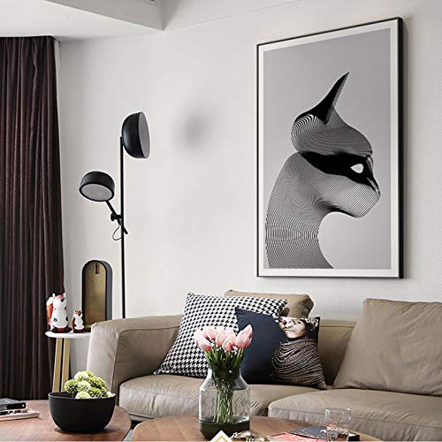 Arte en blanco y negro gato lienzo pintura para sala de estar minimalismo moderno imprime animales cuadros decorativos