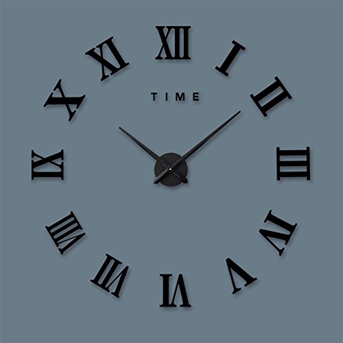 Artensky Relojes murales Reloj Grande números Romanos decoración Pared salón casa Pegatina (Negro)