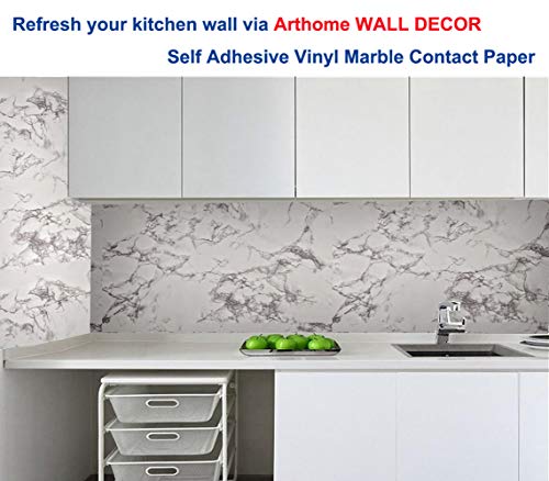 Arthome Papel Adhesivo Mármol para Muebles 43x254cm, Espesar Duradero Vinilo Película Prueba de Aceite Impermeable Papel Pared para la Cocina Encimera Oficina de Baño