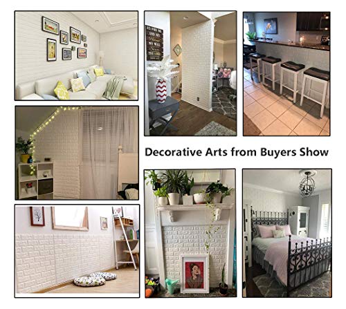 Arthome Papel Pintado 3D Ladrillo, 77cm x 69cm Autoadhesivo Grueso Impermeable Pegatina de Pared Espuma 3d, Paneles Decorativos 3D Piedra para Cuarto de Baño, Sala de Estar y Cocina (10 Pcs)