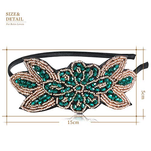 ArtiDeco 1920 - Diadema de los años 20 para mujer, accesorio para disfraz de Gatsby Stil2 - verde. Talla única