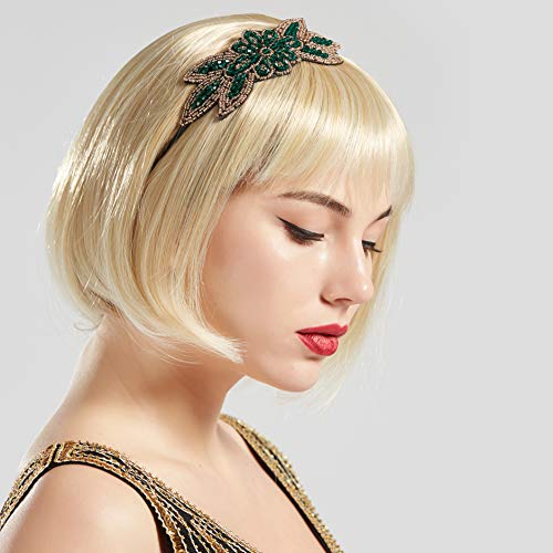 ArtiDeco 1920 - Diadema de los años 20 para mujer, accesorio para disfraz de Gatsby Stil2 - verde. Talla única