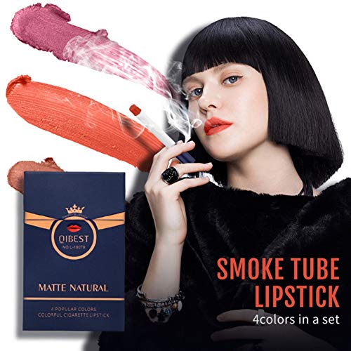 ARTIFUN Tubo de Tabaco Forma Lápiz Labial Taza Antiadherente Impermeable Duradero Colorfast Matte Pintalabios Set para mujeres