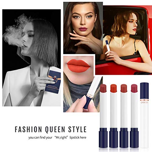 ARTIFUN Tubo de Tabaco Forma Lápiz Labial Taza Antiadherente Impermeable Duradero Colorfast Matte Pintalabios Set para mujeres