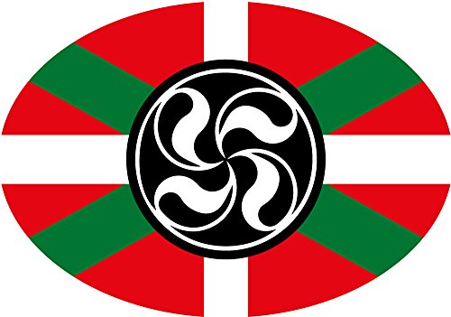 Artimagen Pegatina Oval Bandera con Lauburu Euskadi 80x60 mm.