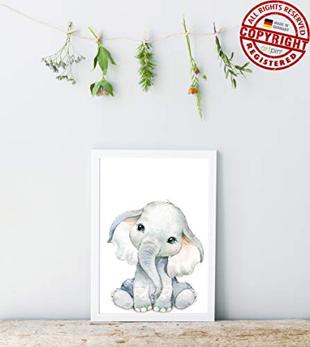 artpin® - Juego de 4 imágenes para habitación de niños, decoración para niños y niñas, DIN A4, póster, diseño de animales de la jungla