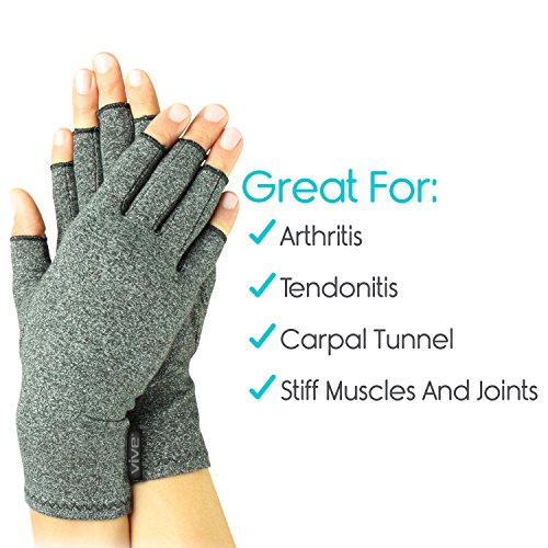 Artritis guantes por vive – Guantes de compresión para artritis y artrosis – Mano Guantes para artritis (alivio de dolor en las articulaciones síntoma – Hombres y Mujeres – Abrir El Dedo, Large, 2
