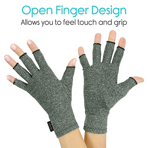 Artritis guantes por vive – Guantes de compresión para artritis y artrosis – Mano Guantes para artritis (alivio de dolor en las articulaciones síntoma – Hombres y Mujeres – Abrir El Dedo, Large, 2