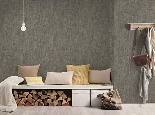 A.S. Création Best of wood 'n Stone 2 nd Edition Papel pintado imitación hormigón, hormigón pintado 10,05 m x 0,53 m Marrón Gris fabricado en Alemania 944261 94426 – 1