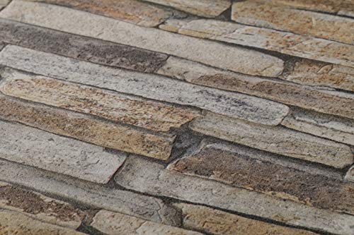 A.S. Création papel pintado Wood'n Stone beige marrón amarillo 10,05 m x 0,53 m 914217