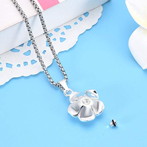 ASDWA Cremación Colgante,Joyería De Cremación, Colgante De Urna De Flores Pulidas De Plata, Medallón Conmemorativo para Cenizas, Collares para Mascotas, Regalo De Recuerdo Humano