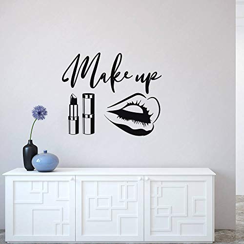 ASFGA Calcomanías de Pared de Belleza Maquillaje Labios Pegatinas de Pared lápiz Labial Pincel Vinilo Sala de niña salón de Belleza decoración Mural Impermeable
