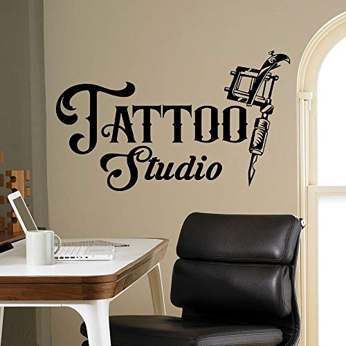 ASFGA Estudio de Tatuajes Tatuajes de Pared Logotipo de la Empresa Puertas y Ventanas Pegatinas de Vinilo Hombre Cueva decoración de Interiores Arte Letras Papel Tapiz