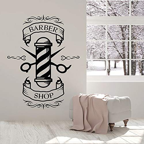 ASFGA Icono calcomanía de Pared Hombre Corte de Pelo Peinado Puerta y Ventana Pegatina de Vinilo barbería peluquería decoración de Interiores Papel Tapiz 74x96 cm
