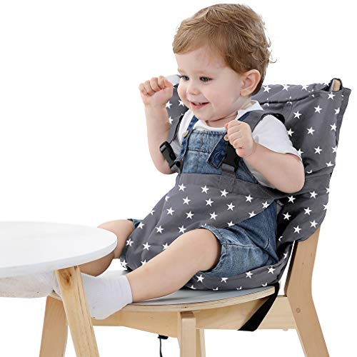 Asiento elevador para bebé, silla de bebé, silla de comedor, silla de bebé, móvil, portátil, plegable y portátil. (gris)
