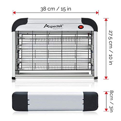 ASPECTEK Lámpara Mata Insectos Electrico Mata Moscas Mejor Solución contra Mosquitos, Polillas, Zancudos, Moscas, y mas Insectos. (20 Watt)